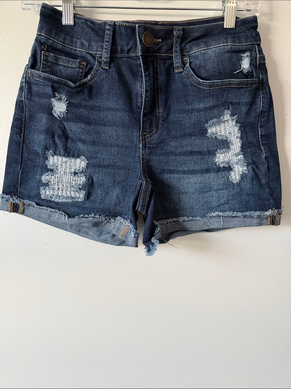 SO Dark Blue Distressed Denim Shorts
